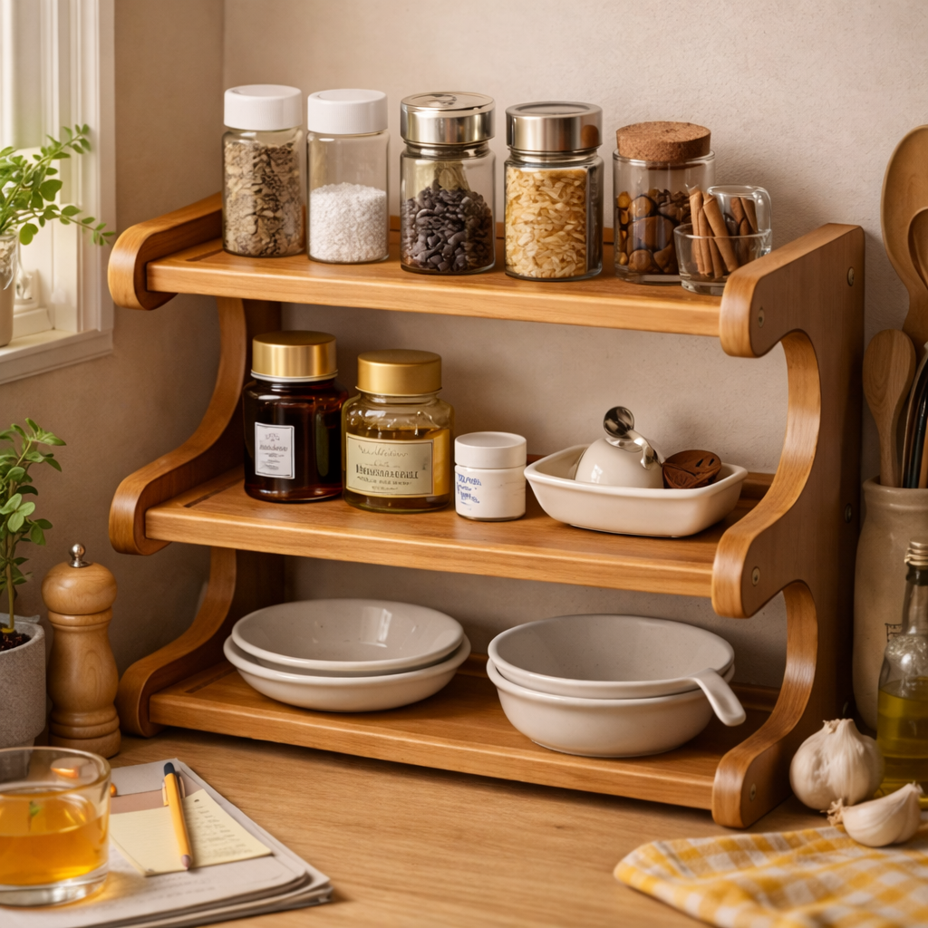 Brineliocosh® 3-Tier Wooden Desktop Organizer Shelf