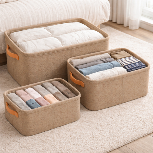 Brineliocosh® Foldable Fabric Storage Box – Stackable Closet Organizer with Handle